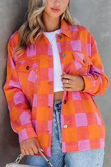 LIZAKOSHT - Plaid Collared Neck Button Up Jacket
