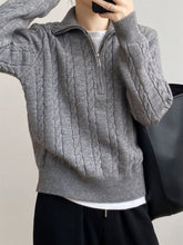 LIZAKOSHT - Cable-Knit Half Zip Long Sleeve Sweater