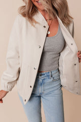 LIZAKOSHT - Baseball Collar Snap Down Jacket