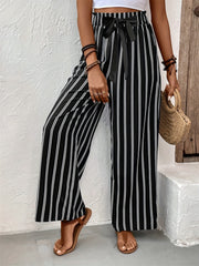 LIZAKOSHT - Striped High Waist Wide Leg Pants