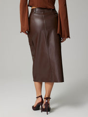 LIZAKOSHT - Slit Midi Skirt with Pockets