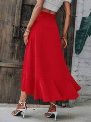 LIZAKOSHT - Tied Ruffled Midi Skirt