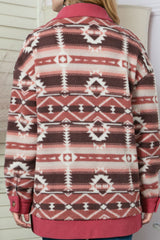 LIZAKOSHT - Geometric Button Up Corduroy Trim Jacket