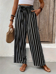 LIZAKOSHT - Striped High Waist Wide Leg Pants