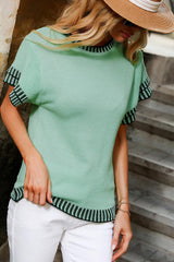 LIZAKOSHT - Round Neck Short Sleeve Knit Top