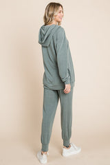 LIZAKOSHT - Super Lady Full Size Long Sleeve Hoodie and Tied Pants Set