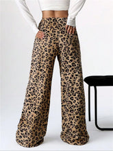 LIZAKOSHT  -  Leopard Wide Leg Plush Pants