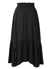 LIZAKOSHT - Smocked Waist Band Ruched Layered Skirt