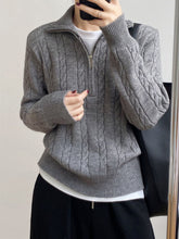 LIZAKOSHT - Cable-Knit Half Zip Long Sleeve Sweater