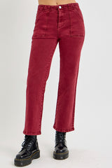 LIZAKOSHT - Full Size High Rise Straight Jeans with Patch Pockets