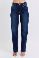LIZAKOSHT  -  Judy Blue Full Size Raw Hem Straight Leg Jeans