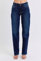 LIZAKOSHT  -  Judy Blue Full Size Raw Hem Straight Leg Jeans