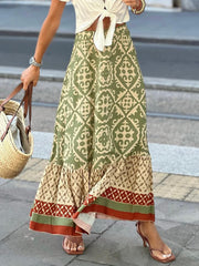 LIZAKOSHT - Geometric Elastic Waist Maxi Skirt