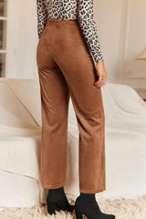LIZAKOSHT - Decorative Button Straight Leg Pants