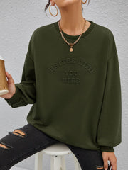 LIZAKOSHT  -  Stereoscopic Letter Round Neck Long Sleeve Sweatshirt