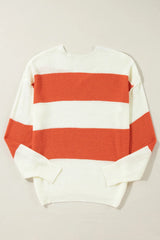 LIZAKOSHT - Color Block Dropped Shoulder V-Neck Sweater