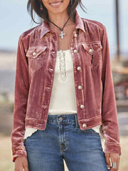 LIZAKOSHT - Button Up Long Sleeve Jacket with Chest Pockets