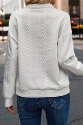 LIZAKOSHT - Half Zip Drop Shoulder Long Sleeve Sweatshirt