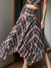 LIZAKOSHT - Plaid Asymmetrical Ruffle Hem Skirt