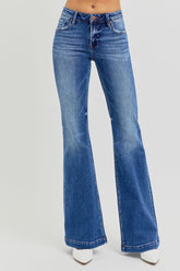 LIZAKOSHT  -  Full Size Low Rise Flare Jeans with Pockets
