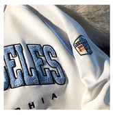 Lizakosht American Vintage Brand Letter Embroidery V Neck Oversized Sweatshirt Women Men Long Sleeve Street Casual Top Sport Teens Spring