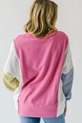 LIZAKOSHT - Exposed Seam Contrast Long Sleeve Sweatshirt