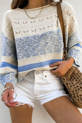 LIZAKOSHT - Contrast Round Neck Long Sleeve Sweater