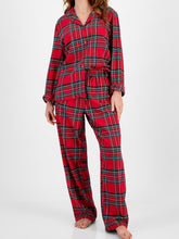 LIZAKOSHT  -  Plaid Collared Neck Button Up Top and Pants Lounge Set