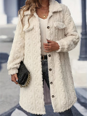 LIZAKOSHT - Fuzzy Button Up Long Sleeve Longline Coat