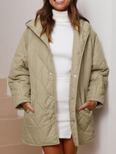 LIZAKOSHT - Slit Snap Down Long Sleeve Hooded Jacket