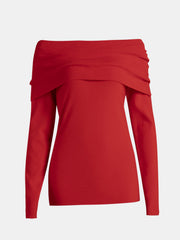 LIZAKOSHT - Off-Shoulder Long Sleeve Sweater