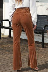 LIZAKOSHT - High Waist Corduroy Flare Pants