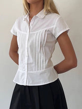 LIZAKOSHT - Devine Button Down Collared Neck Short Sleeve Shirt