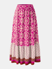 LIZAKOSHT - Geometric Elastic Waist Maxi Skirt