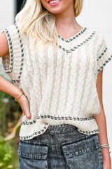 LIZAKOSHT - Cable-Knit V-Neck Sweater Vest