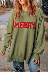 LIZAKOSHT  -  MERRY Side Slit Long Sleeve Sweatshirt