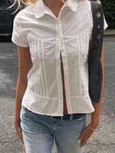 LIZAKOSHT - Devine Button Down Collared Neck Short Sleeve Shirt