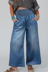 LIZAKOSHT - Smocked Wide Leg Jeans