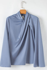 LIZAKOSHT - Cutout Turtleneck Long Sleeve Blouse