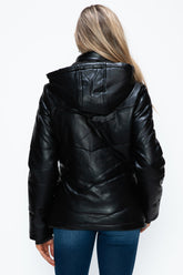 LIZAKOSHT - How Dare U Pocketed Zip Up Puffer Jacket with Removable Hood
