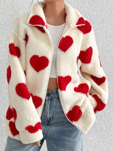 LIZAKOSHT - Heart Zip Up Drop Shoulder Furry Jacket