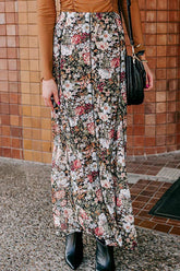 LIZAKOSHT - Floral Elastic Waist Maxi Skirt