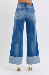 LIZAKOSHT - Judy Blue Full Size Distressed High Waist Wide Leg Jeans