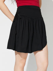 LIZAKOSHT - Side Tie Asymmetric Hem Mini Skirt