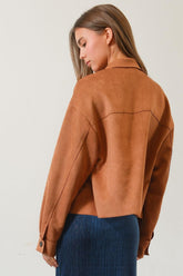 LIZAKOSHT - Suede Button Down Cropped Jacket