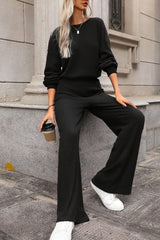 LIZAKOSHT - Round Neck Long Sleeve Jumpsuit