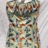 LIZAKOSHT - 2000s fashion Hot Selling Floral Suspender Skirt Butterfly Print Sexy Dress Summer