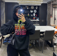 Letter Embroidery White Crewneck Sweatshirt Women Winter Tops Oversized Cool Girls Streetwear New Korean Fashion Pullover Casual