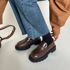 Lizakosht New Spring Genuine Leather Women Shoes Casual Slip-On Loafers Round Toe Platform Shoes Shoes Woman Zapatos De Mujer Women