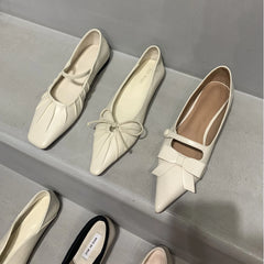 Lizakosht New Spring Flats Shoes Fashion Bow-knot Casual Women Loafers Pointed Toe Shallow Slip On Elegant Ballerina Shoes